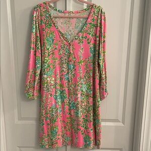 Lilly Pulitzer Pink and Green Long Sleeve Dress